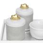 Imagem de Kit Higiene Bebê Bandeja Porcelanas Molhadeira Nuvem Dourado