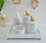 Imagem de Kit Higiene Bebê K014 Moderno Dourado Gel Potes Algodão Temas Coroa Cavalo Urso Porcelana Bandeja