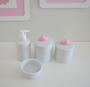 Imagem de Kit Higiene Bebê K016 Porcelanas Aplique Ursa Coroa Laço Nuvem Flor Rosa Decoração