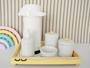 Imagem de Kit Higiene Bebe K025 Bandeja Pinus Faixa Amarelo Cílios Porcelana Térmica Gel Quarto Decoração