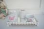 Imagem de Kit Higiene Bebê K036 Borboleta Porcelana Bandeja Pérola Branca Banho Cuidado Quarto Menina