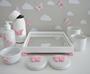 Imagem de Kit Higiene Bebê K045 Borboletas Rosa Bandeja Mini Térmica Porcelana Moderno