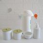 Imagem de Kit Higiene Bebê K064 Porcelanas Térmica Banho Quarto Cinza e Verde Safari