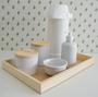Imagem de Kit Higiene Bebê K070 Porcelanas Bandeja Pinus Térmica Banho
