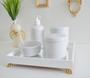 Imagem de Kit Higiene Bebê K151 Porcelanas Moderno Bandeja MDF Espelho Potes