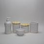 Imagem de Kit Higiene Bebe Porcelana 4 Peças c Porta Pentes Poa Colorido Tampa Pinus