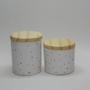 Imagem de Kit Higiene Bebe Porcelana 4 Peças c Porta Pentes Poa Colorido Tampa Pinus