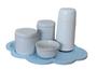 Imagem de Kit higiene Bebê Porcelana branca bandeja nuvem azul 5 peças