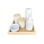 Imagem de Kit higiene bebe porcelana completo menino menina maternidade neutro decoração quarto infantil clean bandeja pinus fundo mdf