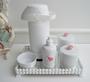 Imagem de Kit Higiene Bebê Porcelana Pote Banho Térmica K023 Flor