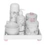 Imagem de Kit Higiene Bebê Porcelanas Bandeja Completo Flor Liz Rosa