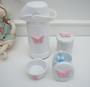 Imagem de kit Higiene Bebê Potes K022 Rosa Cotonete Algodão Limpeza Porcelana Multi Uso Térmica 500ml