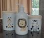 Imagem de Kit higiene bebê Safari 3 peças - potes e porta álcool - Porcelana Tampa Pinus - MENINO