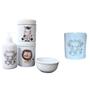 Imagem de Kit higiene bebê Safari 5 peças - potes, porta álcool e molhadeira - Peças Porcelana