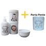 Imagem de Kit higiene bebê Safari 5 peças - potes, porta álcool e molhadeira - Peças Porcelana