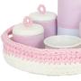 Imagem de Kit Higiene Crochê Com 6 Peças e Garrafa Grande Rosa Quarto Bebê Infantil
