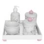 Imagem de Kit Higiene Espelhado Potes Porcelana Bebê Coroa Rosa Menina