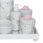 Imagem de Kit Higiene Espelho Completo Porcelanas, Garrafa e Capa Nuvem Rosa Quarto Bebê Menina