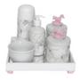 Imagem de Kit Higiene Espelho Completo Porcelanas, Garrafa Pequena e Capa Cavalinho Rosa Quarto Bebê Menina