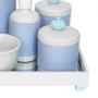 Imagem de Kit Higiene Espelho Completo Porcelanas, Garrafa Pequena e Capa Coroa Azul Quarto Bebê Menino