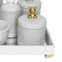 Imagem de Kit Higiene Espelho Completo Porcelanas, Garrafa Pequena e Capa Ursinho Dourado Quarto Bebê Unissex