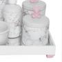 Imagem de Kit Higiene Espelho Completo Porcelanas, Garrafa Pequena e Capa Ursinho Rosa Quarto Bebê Menina