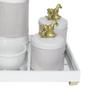 Imagem de Kit Higiene Espelho Potes, Garrafa, Molhadeira e Capa Cavalinho Dourado Quarto Bebê Unissex