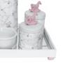 Imagem de Kit Higiene Espelho Potes, Garrafa, Molhadeira e Capa Cavalinho Rosa Quarto Bebê Menina