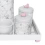 Imagem de Kit Higiene Espelho Potes, Garrafa, Molhadeira e Capa Passarinho Rosa Quarto Bebê Menina
