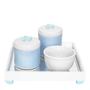 Imagem de Kit Higiene Espelho Potes, Molhadeira e Capa Flor de Liz Azul Quarto Bebê Menino