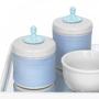 Imagem de Kit Higiene Espelho Potes, Molhadeira e Capa Provençal Azul Quarto Bebê Menino