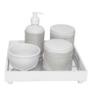 Imagem de Kit Higiene Espelho Potes, Molhadeira, Porta Álcool-Gel e Capa Branco Quarto Bebê Unissex