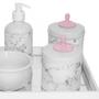 Imagem de Kit Higiene Espelho Potes, Molhadeira, Porta Álcool-Gel e Capa Provençal Rosa Quarto Bebê Menina