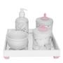 Imagem de Kit Higiene Espelho Potes, Molhadeira, Porta Álcool-Gel e Capa Provençal Rosa Quarto Bebê Menina