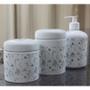 Imagem de Kit higiene flores arabescos 3 peças - potes e porta álcool - Peças Porcelana