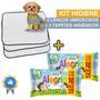 Imagem de Kit Higiene Pet com 2 Lenços Umedecidos Turma da Alegria + 3 Tapetes Higiênicos Absorventes Médios
