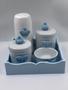 Imagem de Kit Higiene Porcelana Bandeja Mdf Térmica Branca Tema Coroa Azul
