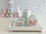 Imagem de Kit Higiene Porcelana Bebê Banho Cuidado Quarto K014 Borboleta