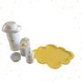 Imagem de Kit Higiene Porcelana Bebê K044 Bandeja Nuvem Moderno Sabonete Térmica 500ml Cotonete Algodão