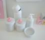 Imagem de Kit Higiene Porcelana Bebê K084 Menina Rosa Bolsa Maternidade Mini Térmica 250 ml Banho