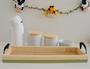 Imagem de Kit Higiene Porcelana Bebê K158 Moderno Bandeja Pinus C/Alça Faixa Colorida Menino Menina