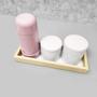 Imagem de Kit Higiene Porcelana com Bandeja Retangular Média Rosa