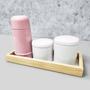 Imagem de Kit Higiene Porcelana com Bandeja Retangular Média Rosa