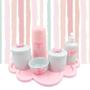 Imagem de Kit Higiene Porcelana Nuvem Rosa Tema Borboleta Garrafa Rosa 6pçs