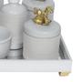 Imagem de Kit Higiene Pote Porcelana Térmica Bandeja Cavalinho Dourado