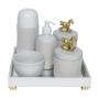 Imagem de Kit Higiene Pote Porcelana Térmica Bandeja Cavalinho Dourado