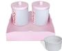 Imagem de Kit Higiene Potes em Porcelana e Bandeja na cor Rosa
