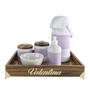 Imagem de Kit Higiene Provençal Dourado Com Nome Lilás Quarto Bebê Infantil Menina
