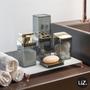 Imagem de Kit Higiene Slim Banheiro 4Pç Com Porta Escova Uz Dourado