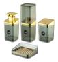 Imagem de Kit Higiene Slim Banheiro 4Pç Com Porta Escova Uz Dourado